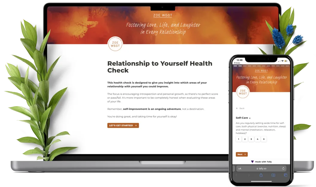 Relationship to yourself free health check tool by Zoe West Coaching